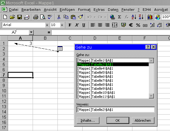 Detektiv in Excel bei Verweis auf andere Tabellenblätter
