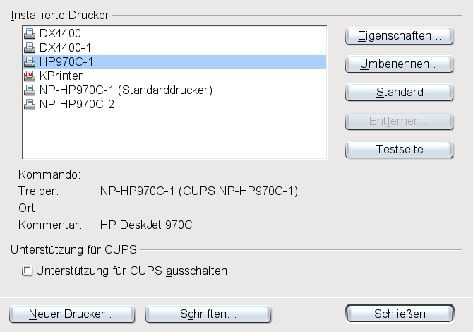 OOo Druckerverwaltung