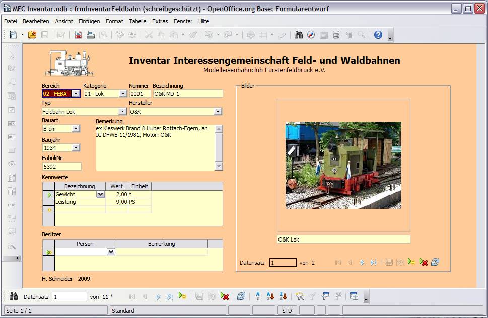 Screen-Shot: Base-Formular mit angezeigtem Foto