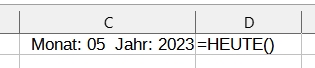 Formel in C1: =HEUTE()