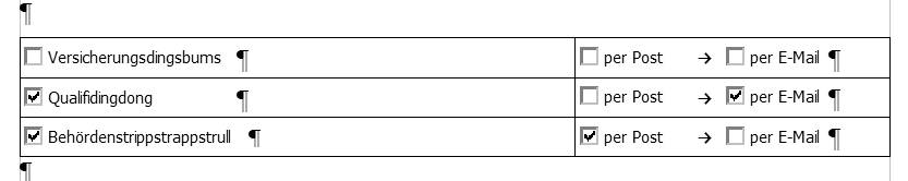 Screenshot, teilweise ausgefüllte Markierfelder<br />Achtung! Die hochgeladene Writer-Datei enthält einige Beispiele mehr!