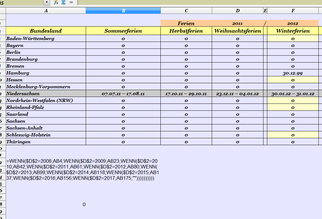 Kalender mit allen Bundesländern