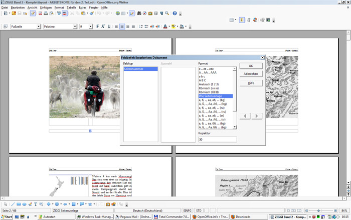 zeigt die 1. Seite mit eingeschalteter Korrektur 50