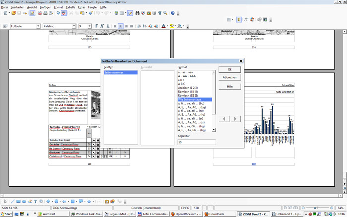 zeigt die letzte. Seite mit eingeschalteter Korrektur 50