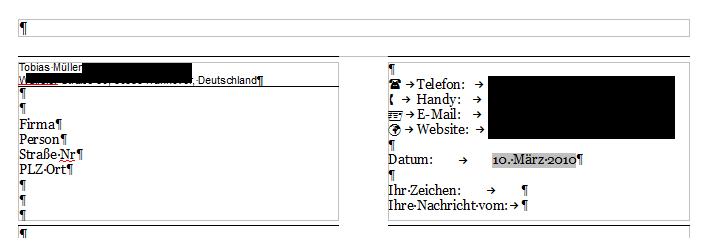 Ansicht der Rahmen
