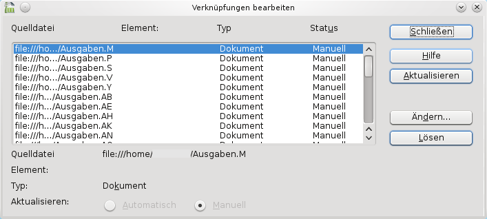 Dialog zu Verknüpfung bearbeiten