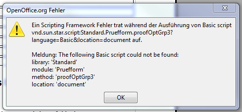 Fehlermeldung