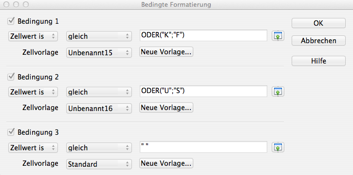 bedingte Formatierung