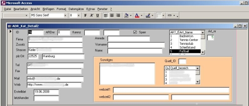 Die Detailseite des aufgerufenen Datensatzes
