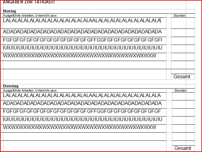 So soll es nach dem Drucken aussehen.