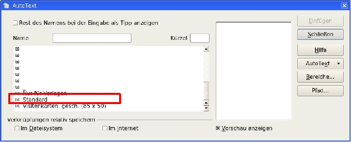 AutoText-Dialog