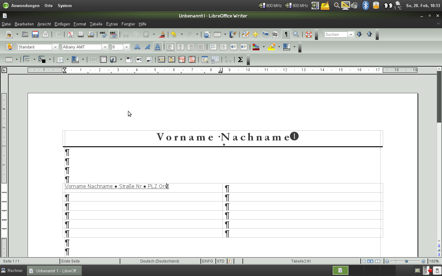 So in LibreOffice 3.3.0 (falsche Darstellung)
