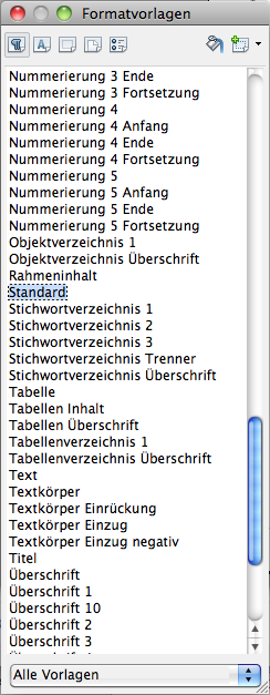 Menü Format - Formatvorlagen