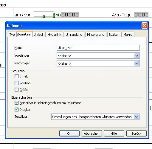 Rahmeneigenschaften Rahmen