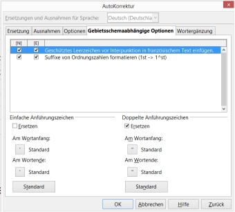 Gebietsschemaabhängige Optionen